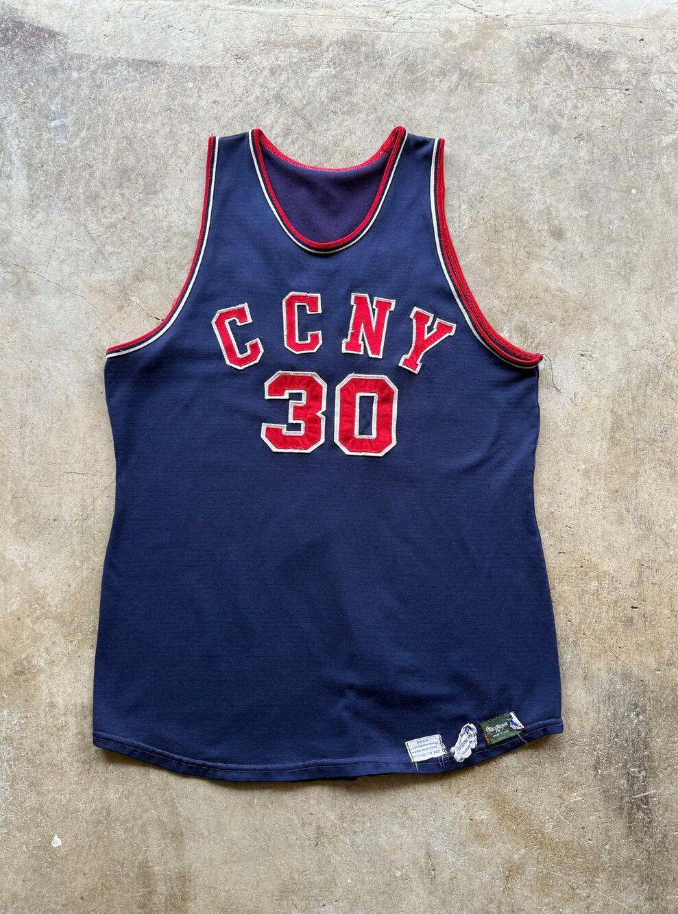 VTG 1960s Authentic CCNY #30 Basketball Navy Blue Jersey Size 44 Macgregor Brand